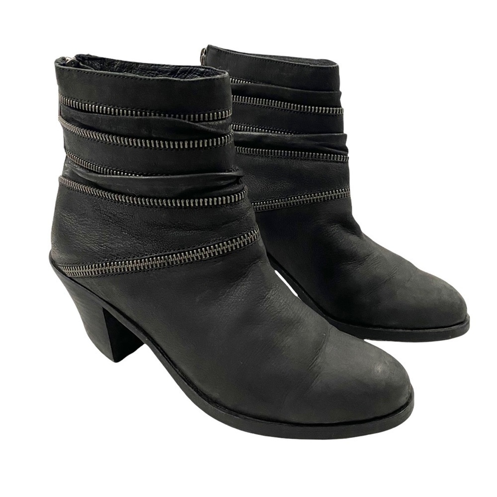 EILEEN FISHER Edgy Zip-Around Gunmetal Leather Boots